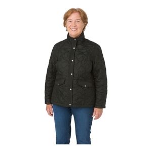 Lands' End Coat Jacket Womens Large Black Hooded Down Quilted